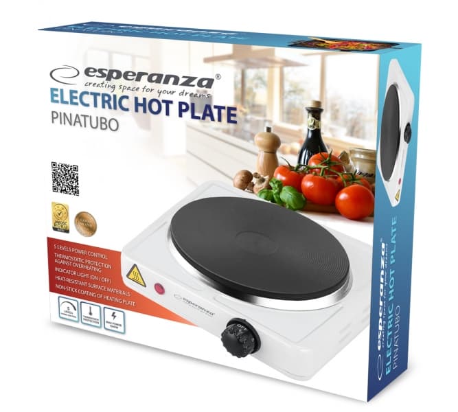 Plita electrica Esperanza Pinatubo EKH002W 1500W 18.5 cm Alb "EKH002W" — miniatură