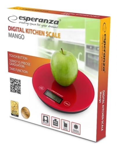 Cantar de bucatarie Esperanza Mango EKS003R max. 5kg Rosu "EKS003R" — miniatură