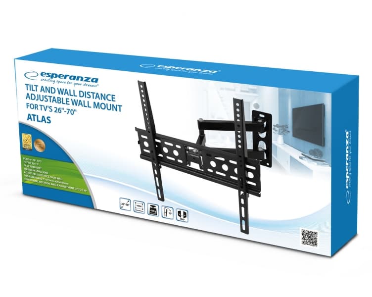 Suport Perete Esperanza Atlas ERW016 26" - 70" 45 kg Negru "ERW016" — miniatură