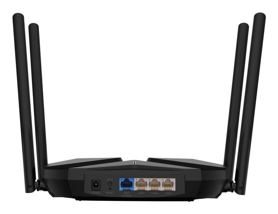 ROUTER MERCUSYS, AX3000, 1× 2.5 Gbps WAN port, 1× 2.5 Gbps LAN port si 3× GE LAN, dual band 2.4 / 5 Ghz, 4 x antene externe, "MR85X" — miniatură