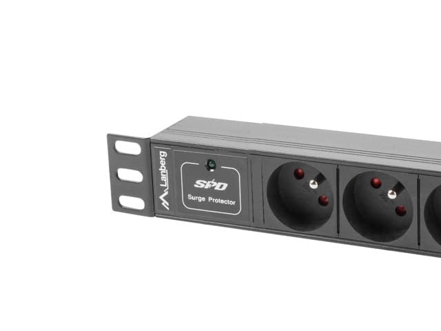Unitate distributie alimentare PDU 10", 1U, 16A, 3 prize, negru — miniatură