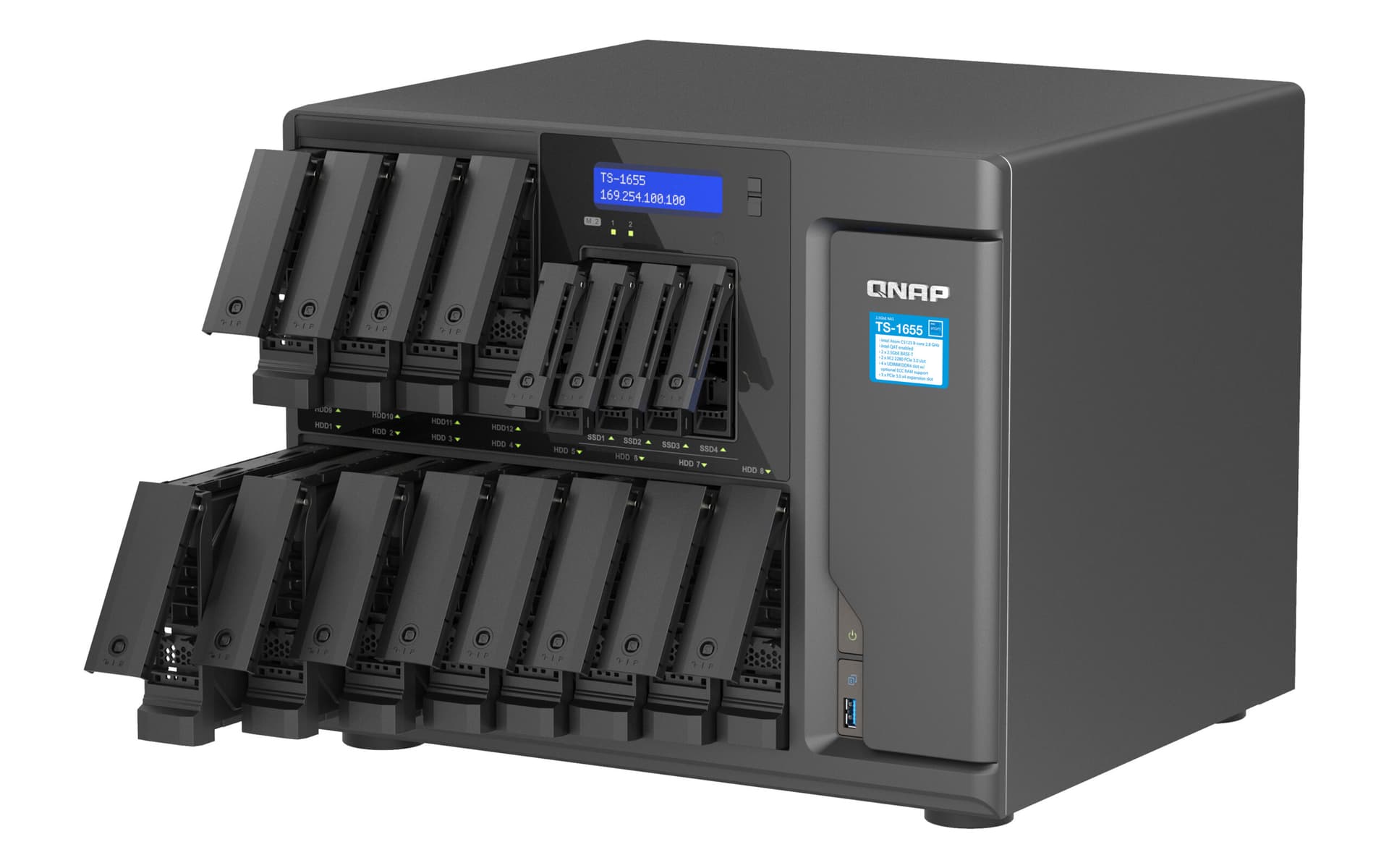 NAS QNAP 1655 16-Bay, CPU Intel® Atom® "TS-1655-8G" — miniatură