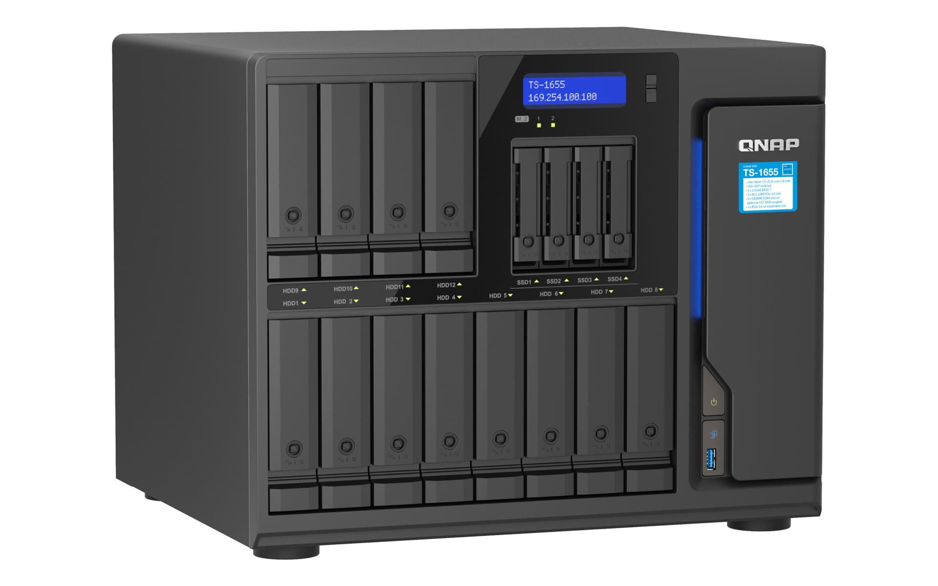 NAS QNAP 1655 16-Bay, CPU Intel® Atom® "TS-1655-8G" — miniatură