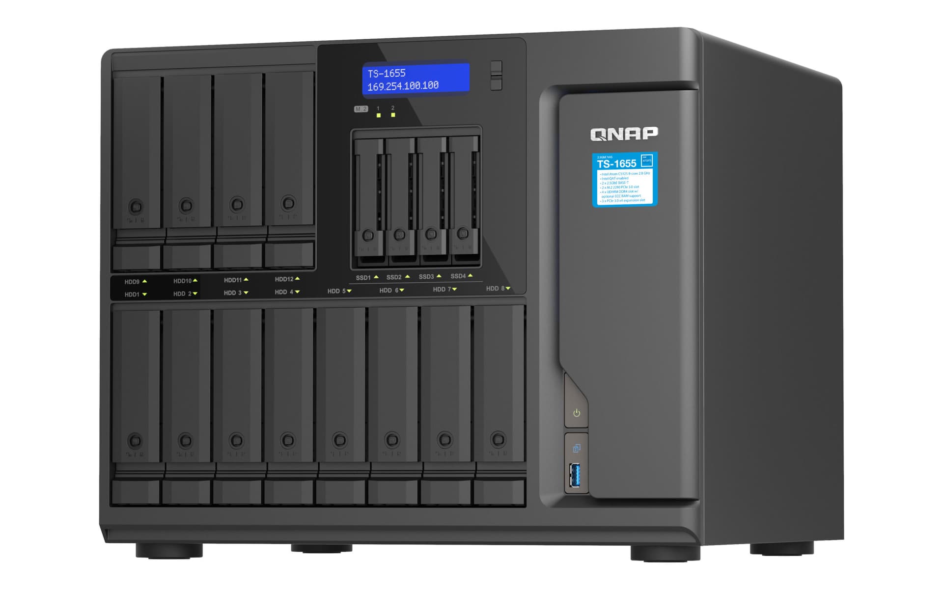 NAS QNAP 1655 16-Bay, CPU Intel® Atom® "TS-1655-8G" — miniatură