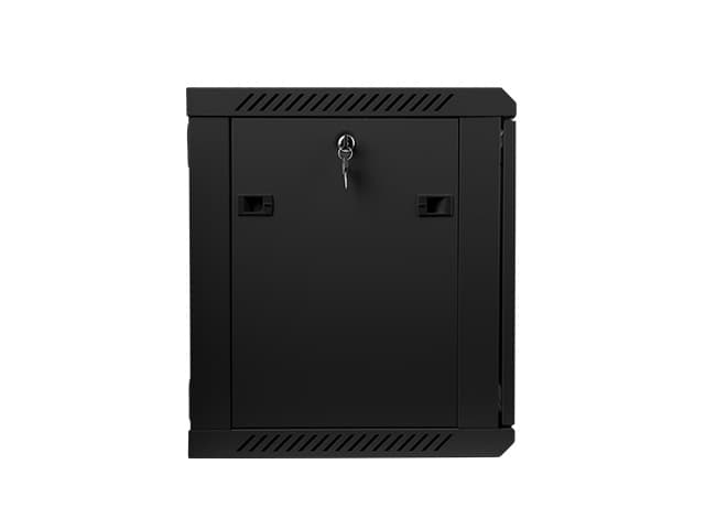 Dulap rack de perete 19", 9U, 600x450 mm, usa din sticla, negru, V2 — miniatură