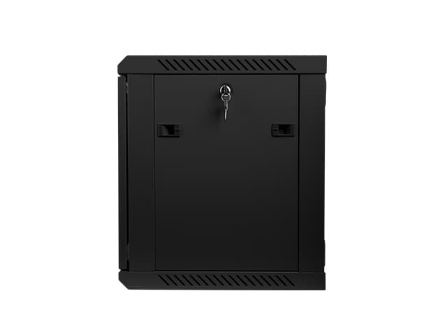 Dulap rack de perete 19", 9U, 600x450 mm, usa din sticla, negru, V2 — miniatură