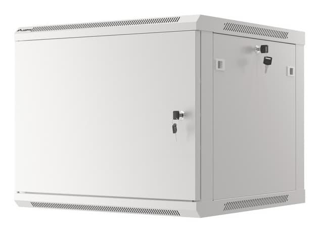 Dulap rack de perete 19", 9U, 600x600 mm, pentru asamblare, usa metalica, gri — miniatură