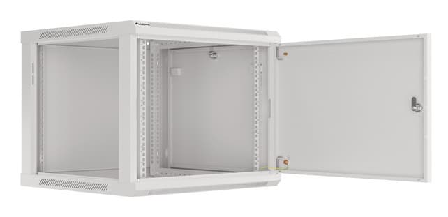 Dulap rack de perete 19", 9U, 600x600 mm, pentru asamblare, usa metalica, gri — miniatură