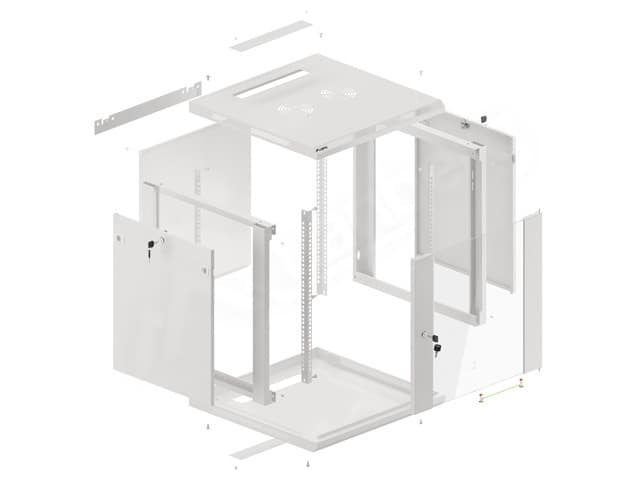 Dulap rack 19" perete 12U/ 600x600 V2 gr "WF01-6612-10S" — miniatură