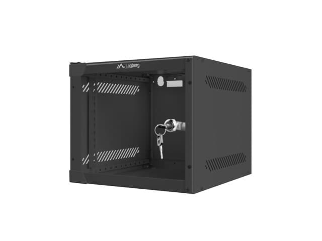 Dulap rack 10" perete 4U / 280x310 (flat pack) cu ușă din sticlă, negru — miniatură