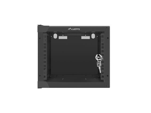 Dulap rack 10" perete 4U / 280x310 (flat pack) cu ușă din sticlă, negru — miniatură