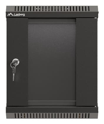 Dulap rack 10" perete 6U / 300x300 (flat pack) cu ușă din sticlă, negru — miniatură