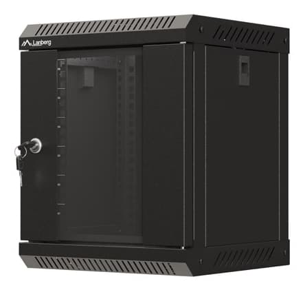 Dulap rack 10" perete 6U / 300x300 (flat pack) cu ușă din sticlă, negru — miniatură