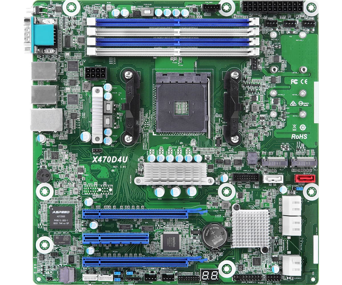 ASRock Rack X470D4U - motherboard - micro ATX - Socket AM4 - AMD X470 "X470D4U"