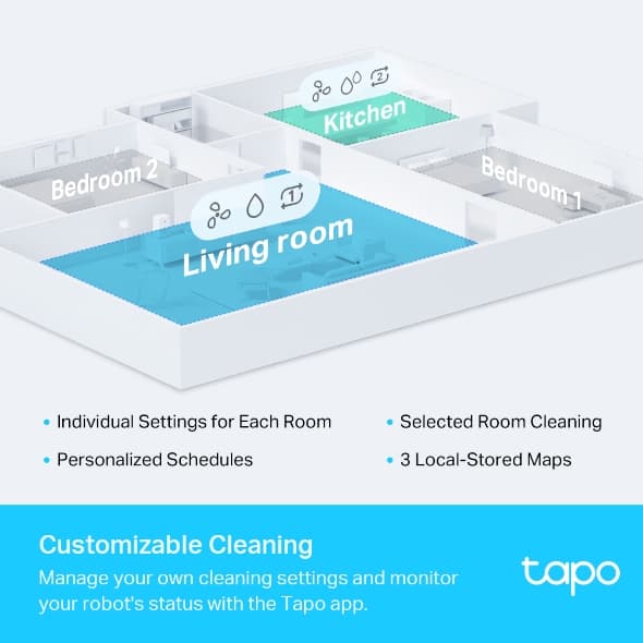 ASPIRATOR TP-Link, mop si navigare LiDAR, putere 4200Pa, autonomie 5 ore, control vocal si aplicatie, alb "Tapo RV30" — miniatură