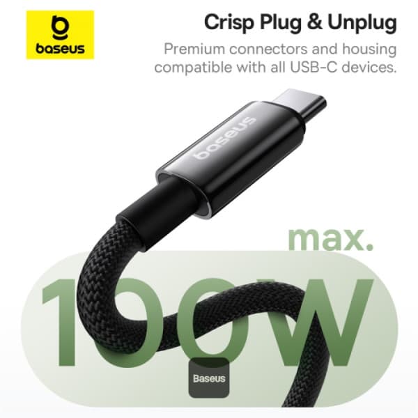 CABLU alimentare si date Baseus Tungsten Gold, Fast Charging Data Cable pt. smartphone,magnetic, USB Type-C la USB Type-C 100W, 1m, negru "P10319805111-00" - 6932172662363 — miniatură
