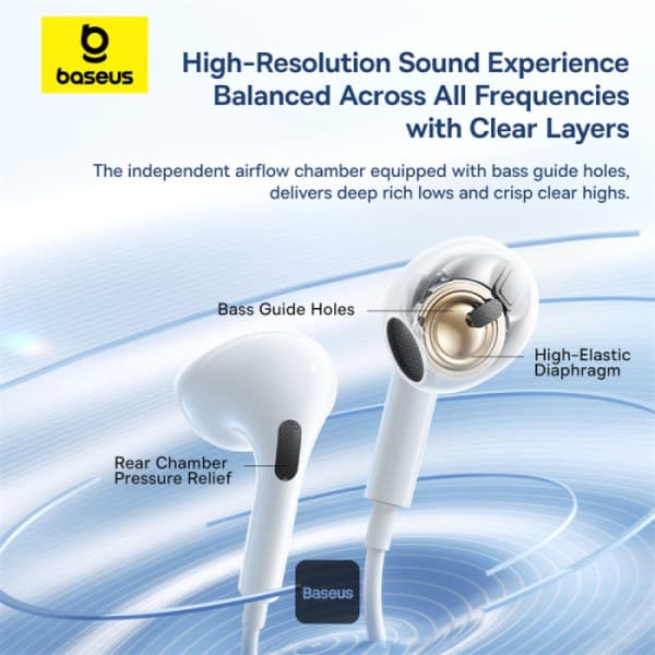 CASTI Baseus Encok CZ19, in ear, pt smartphone, microfon pe casca, conectare prin cablu USB Type-C, alb "A00182201213-00" - 6932172682965 — miniatură