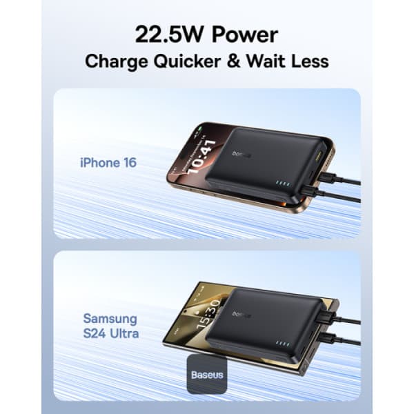 POWER BANK Baseus EnerFill FP21, 10000mAh, 22.5W, 2 x USB Type-C, 1 x USB, include cablu USB Type-C la USB Type-C, negru, "P1008210D123-00" - 6932172690304 — miniatură