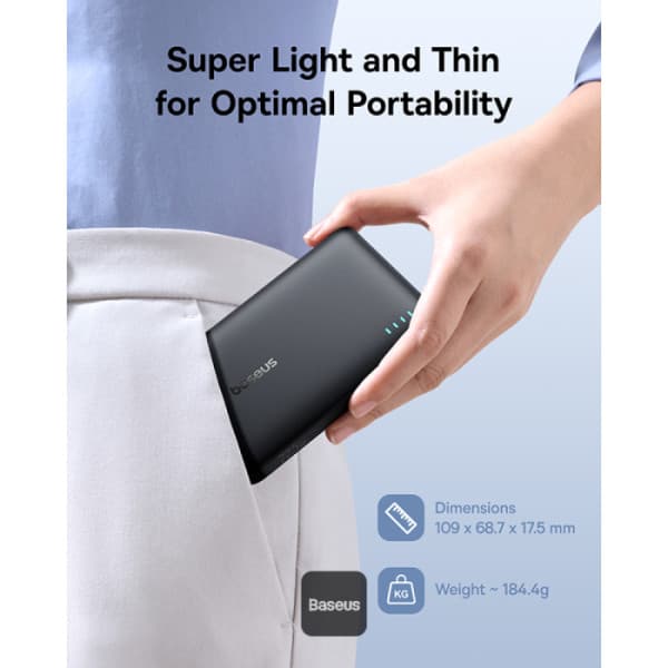 POWER BANK Baseus EnerFill FP21, 10000mAh, 22.5W, 2 x USB Type-C, 1 x USB, include cablu USB Type-C la USB Type-C, negru, "P1008210D123-00" - 6932172690304 — miniatură