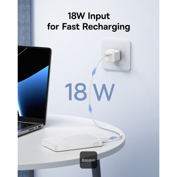 POWER BANK Baseus EnerFill FP21, 10000mAh, 22.5W, 2 x USB Type-C, 1 x USB, include cablu USB Type-C la USB Type-C, alb, "P1008210D213-00" - 6932172690328 — miniatură