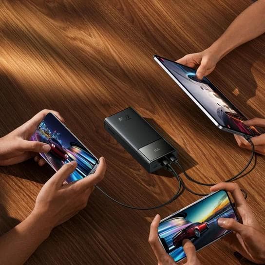 POWER BANK Baseus EnerFill FP41, 2 x USB Type-C, 2 x USB, 1 x micro USB, include cablu USB Type-C la USB Type-C 20V/3A 30cm, capacitate 30000mAh 22.5W, negru "E0027K00" - 6932172691844 — miniatură