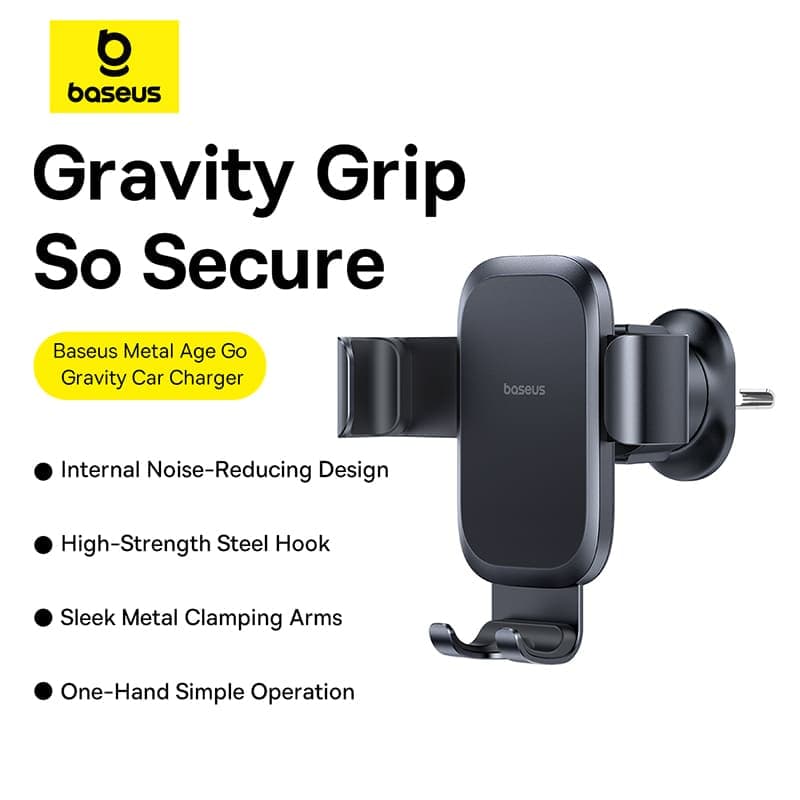 SUPORT AUTO Baseus Metal Age Gravity pt. SmartPhone, fixare in grilaj ventilatie, negru "C40478701123-00" - 6932172678753 — miniatură