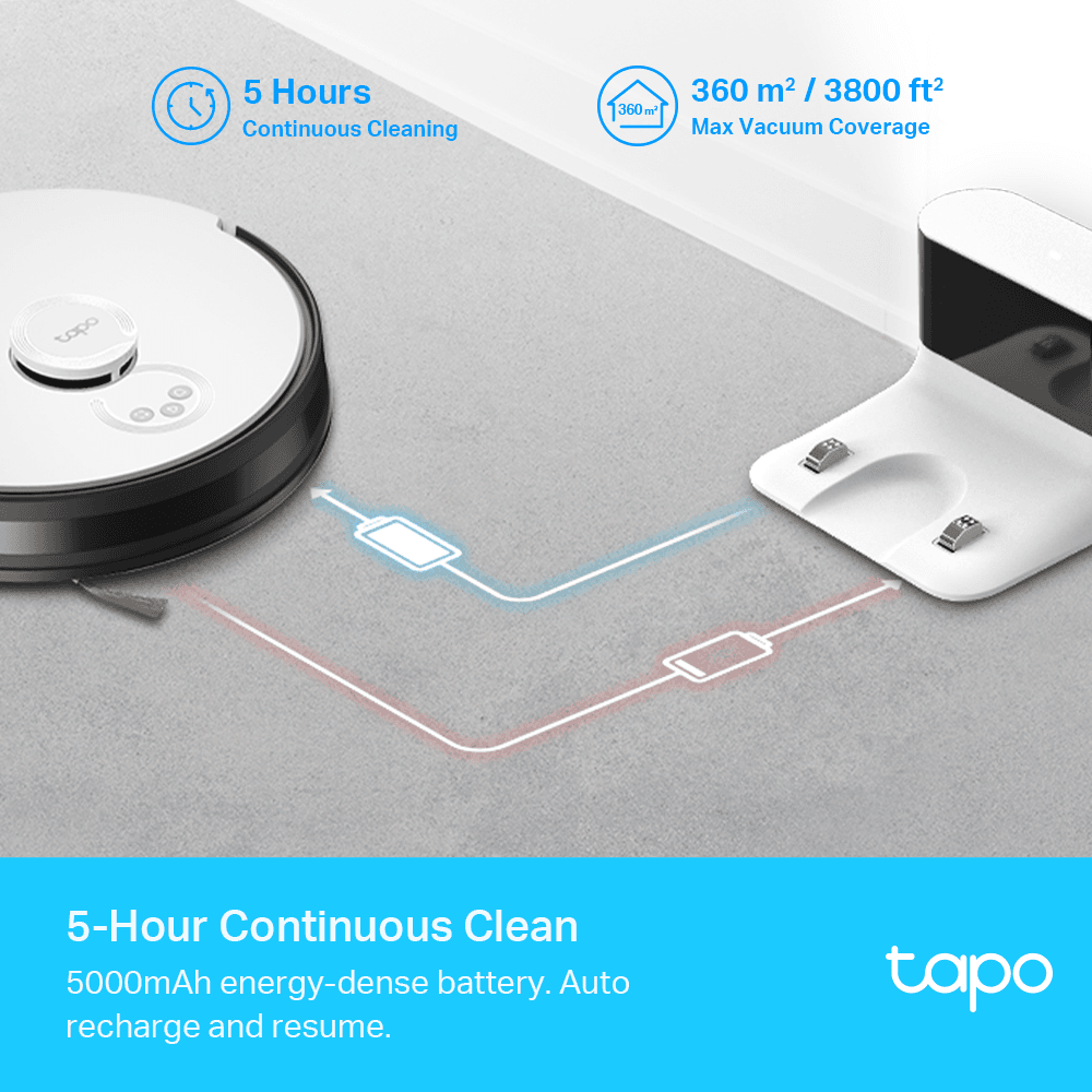ASPIRATOR TP-Link, mop si navigare LiDAR, putere 4200Pa, autonomie 5 ore, control vocal si aplicatie, alb "Tapo RV30" — miniatură