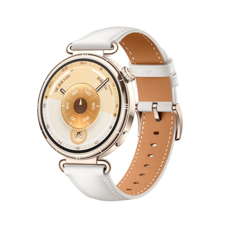 Smartwatch Watch GT 6, 41MM, Gold Stainless Steel Case, White Composite Leather Strap "55020FTN" — miniatură
