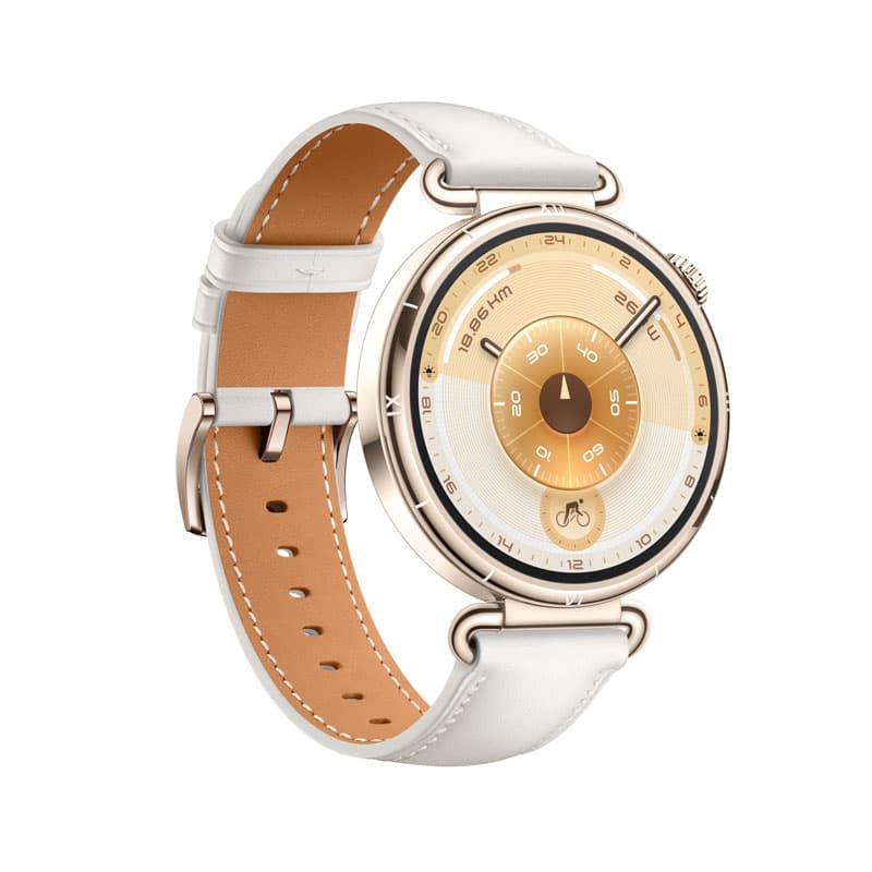 Smartwatch Watch GT 6, 41MM, Gold Stainless Steel Case, White Composite Leather Strap "55020FTN" — miniatură
