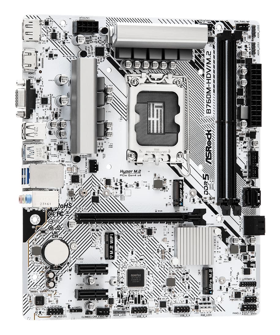 Placa de baza B760M HDV/M.2 1700 mATX DDR5 retail "90-MXBMJ0-A0UAYZ" — miniatură