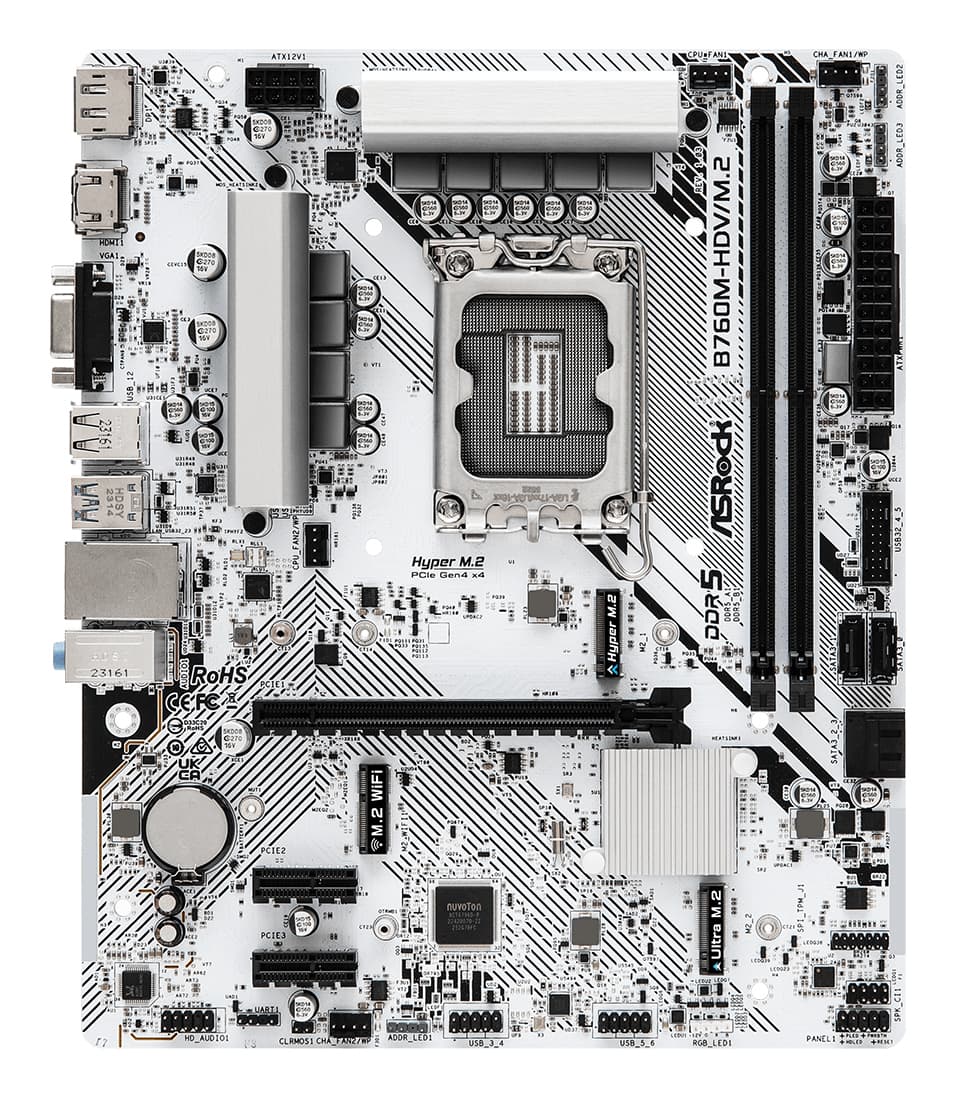 Placa de baza B760M HDV/M.2 1700 mATX DDR5 retail "90-MXBMJ0-A0UAYZ" — miniatură