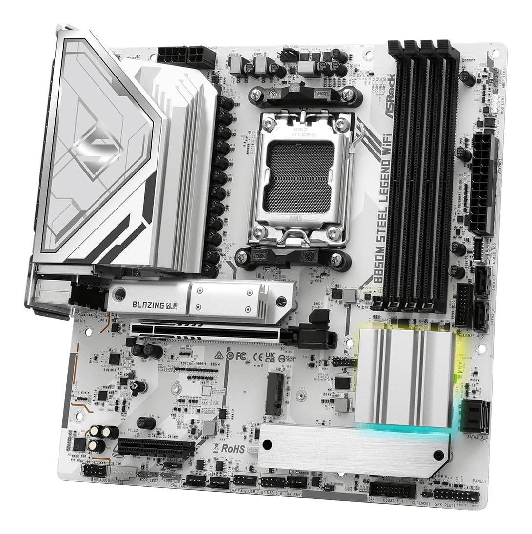 Placa de baza ASRock B850M Steel Legend Wi-Fi, skt. AM5, 4x DDR5, mATX, PCI-E 5.0x16, 4xSATA,3xM.2, "90-MXBS2-A0UAYZ" — miniatură