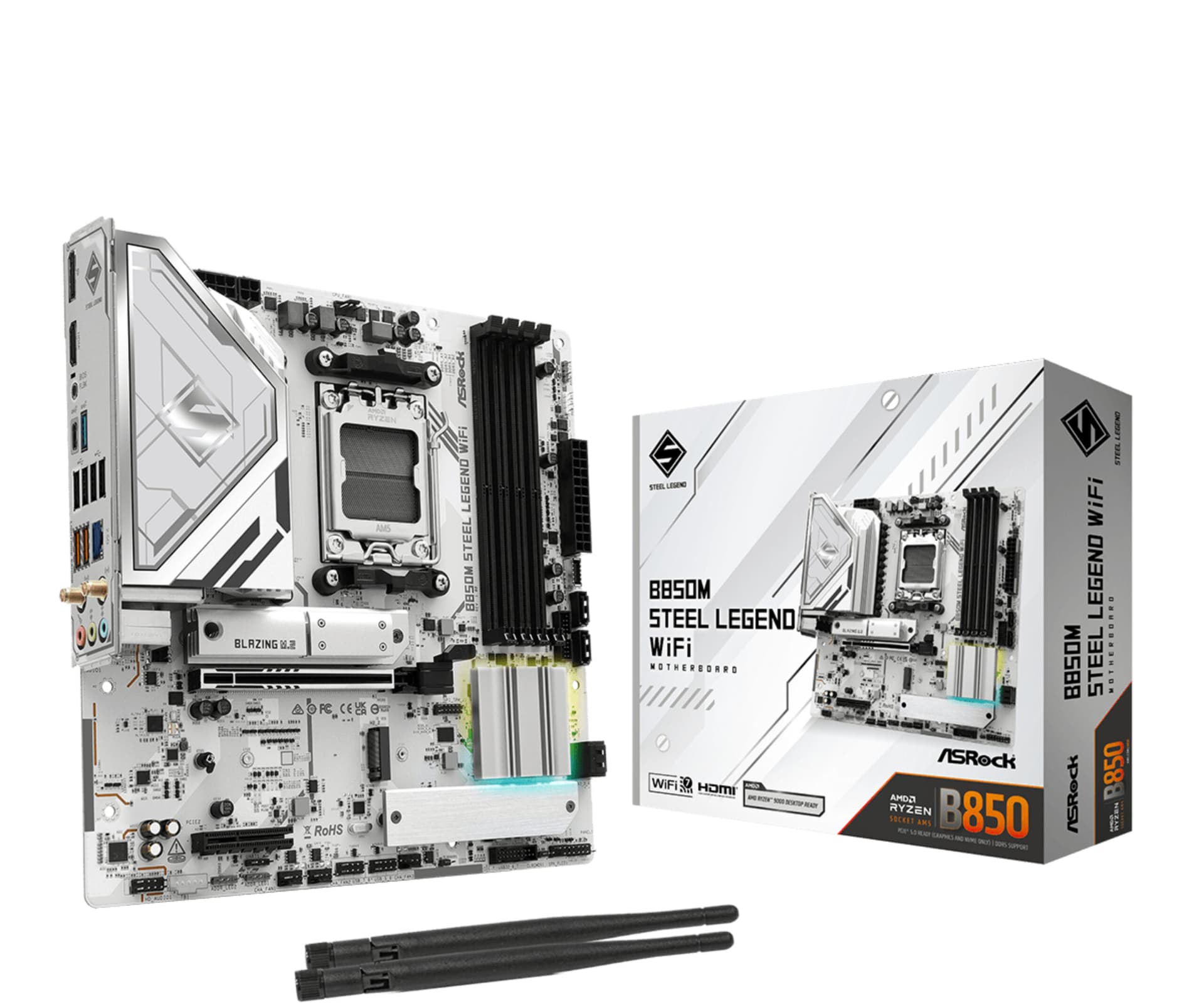 Placa de baza ASRock B850M Steel Legend Wi-Fi, skt. AM5, 4x DDR5, mATX, PCI-E 5.0x16, 4xSATA,3xM.2, "90-MXBS2-A0UAYZ"