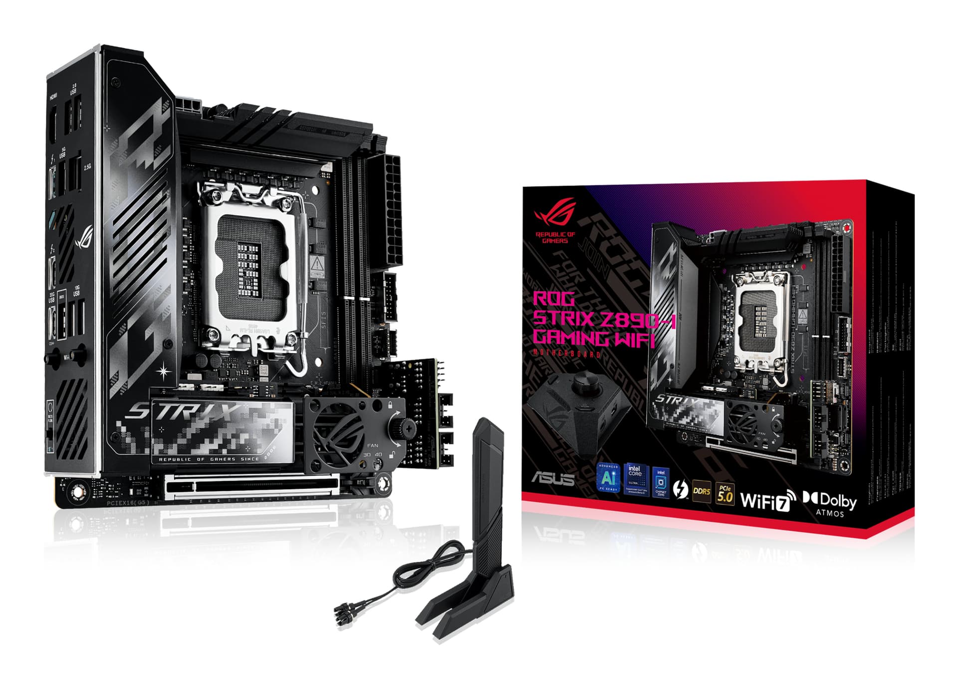 Placa de baza ASUS ROG Strix Z890-I Gaming WiFi Mainboard, Sockel LGA 1851, Intel Z890, Mini-ITX, DDR5 "90MB1IC0-M0EAY0"