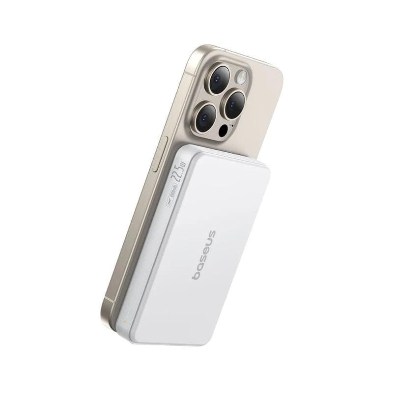 POWER BANK Baseus Airpow 2 Qi2 Magnetic, 1 x USB Type-C, 1 x USB, include cablu USB Type-C la USB Type-C 20V/3A 30cm, capacitate 10000mAh 22.5W, alb "P10080000213-00" - 6932172676995 — miniatură