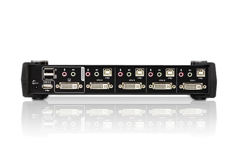 Switch KVM ATEN CS1764A 4-Port DVI USB 2.0 KVMP Switch, 4x DVI-D Cables, 2-port Hub, Audio "CS1764A-AT-G" — miniatură