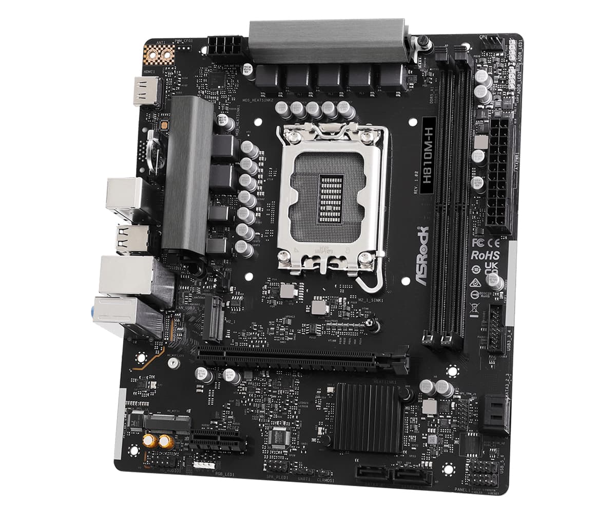 Placa de baza AsRock "H810M-H", skt. LGA 1851, chipset Intel H810, mATX, 2 x DDR5 max. 128 GB, USB 3.2 gen1 A, USB 2.0, 2.5 GHz Lan, 4 x SATA, 2 x M.2, PCIe 4.0, HDMI, "H810M-H" — miniatură