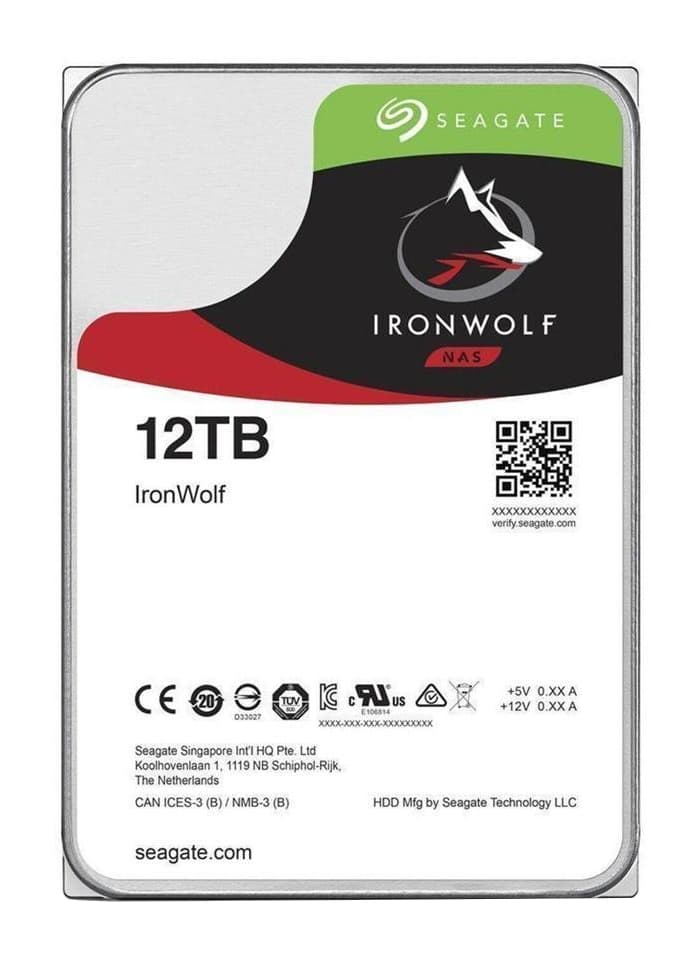 Bundle SEAGATE NAS HDD 4x12TB IronWolf 7200rpm 6Gb/s SATA 256MB cache 3.5inch 24x7 CMR for NAS and RAID Rackmount Systeme BLK "ST12000VN0008_B2"