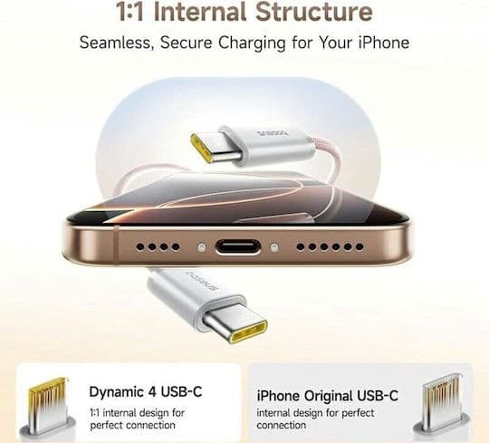 CABLU alimentare si date Baseus Dynamic 4 Pro, Fast Charging Data Cable pt. smartphone, USB Type-C la USB Type-C 100W, 1m, braided, roz "P10385200411-00" - 6932172691394 — miniatură