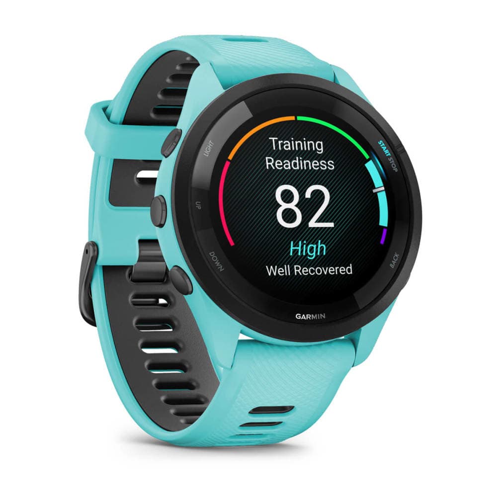 Smartwatch Garmin Forerunner 265, GPS, 46mm, Ecran AMOLED 1.3", Bluetooth, Wi-Fi, ANT+, Autonomie 13 zile, Monitorizre avansata activitati, 5 ATM (Albastru/Negru) "010-02810-12" — miniatură