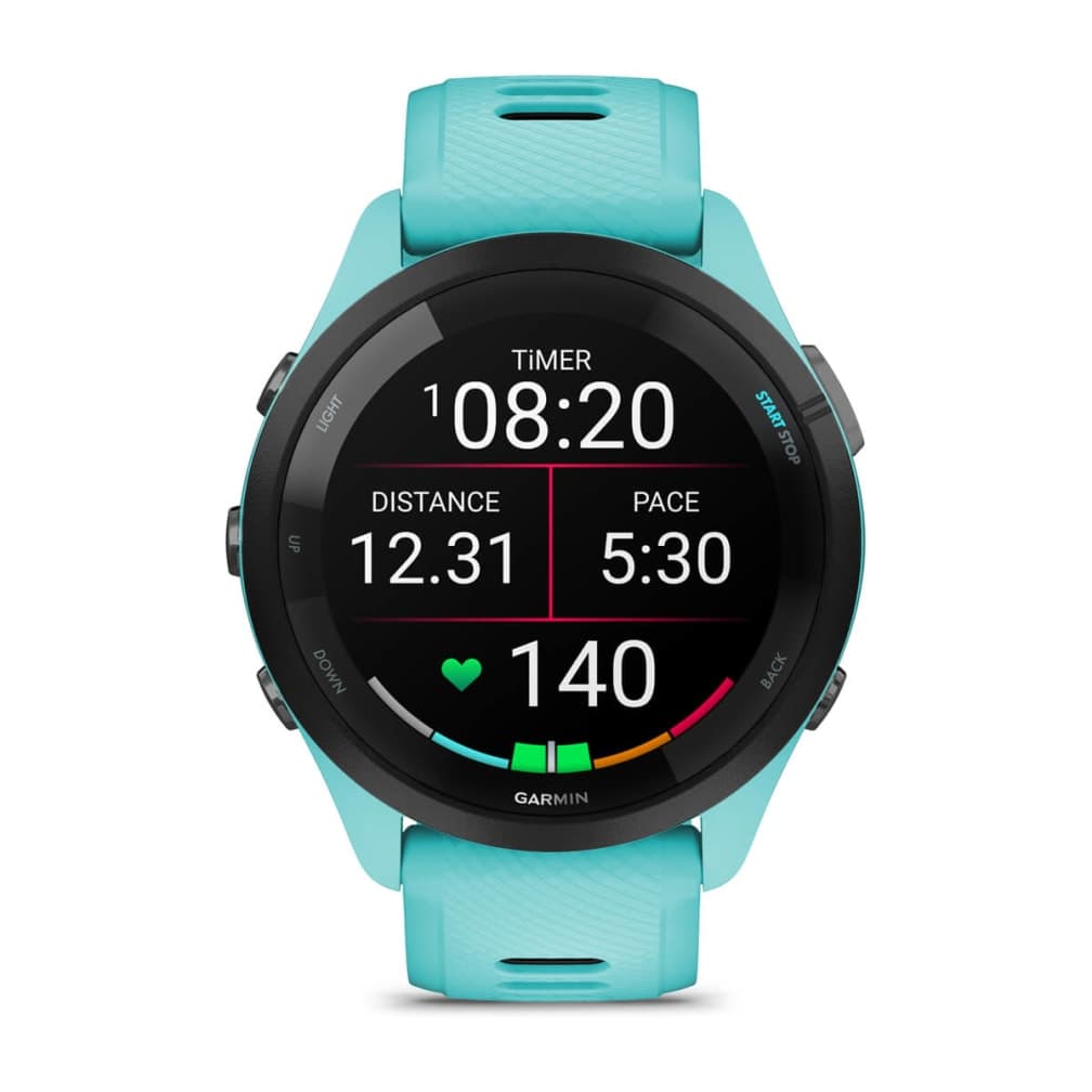 Smartwatch Garmin Forerunner 265, GPS, 46mm, Ecran AMOLED 1.3", Bluetooth, Wi-Fi, ANT+, Autonomie 13 zile, Monitorizre avansata activitati, 5 ATM (Albastru/Negru) "010-02810-12" — miniatură