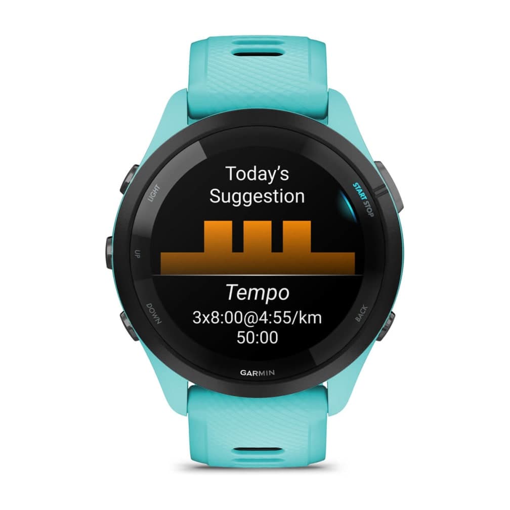 Smartwatch Garmin Forerunner 265, GPS, 46mm, Ecran AMOLED 1.3", Bluetooth, Wi-Fi, ANT+, Autonomie 13 zile, Monitorizre avansata activitati, 5 ATM (Albastru/Negru) "010-02810-12" — miniatură