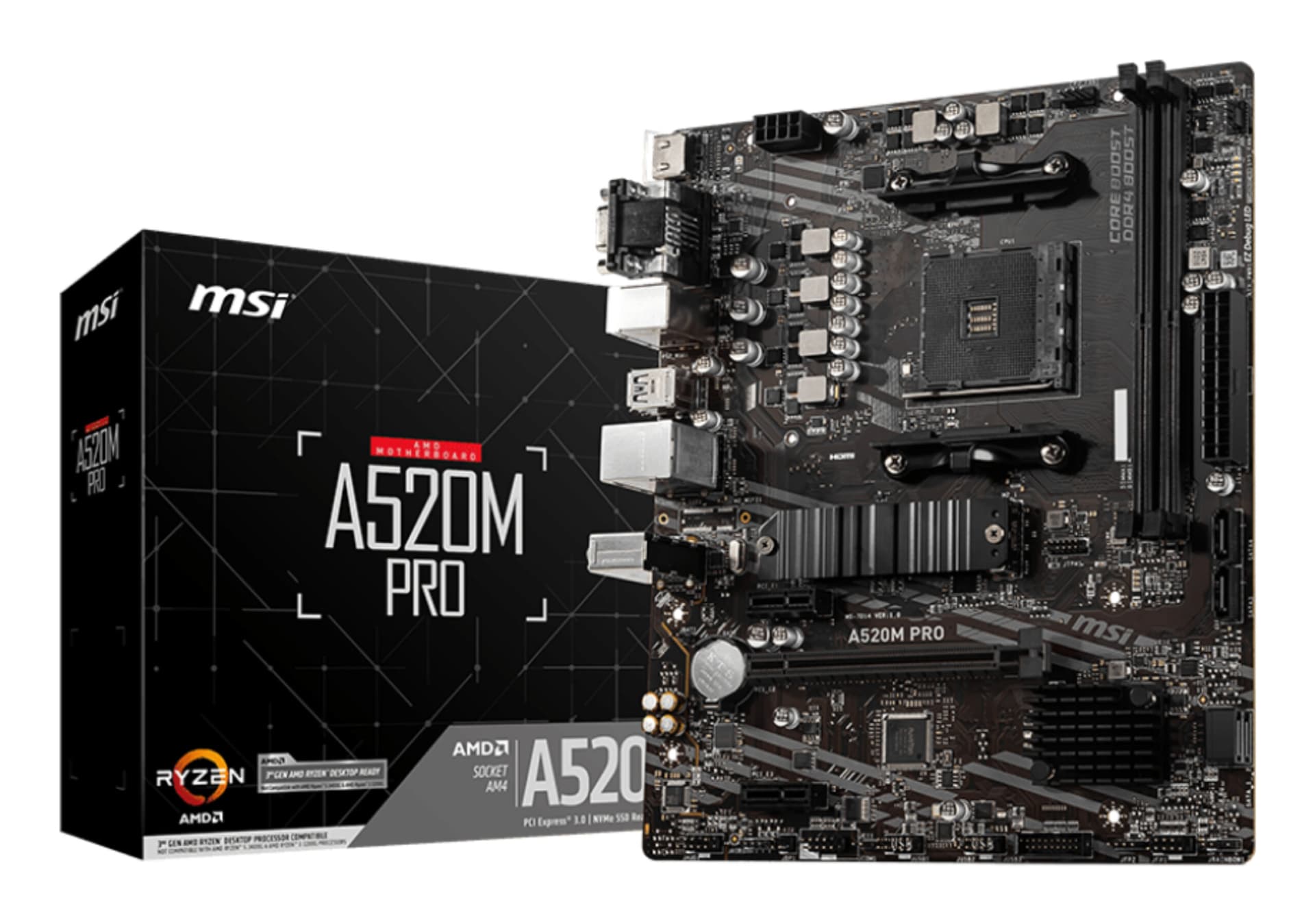 Placa de baza MSI A520M PRO, AMD A520, AM4, mATX "7D14-005R"
