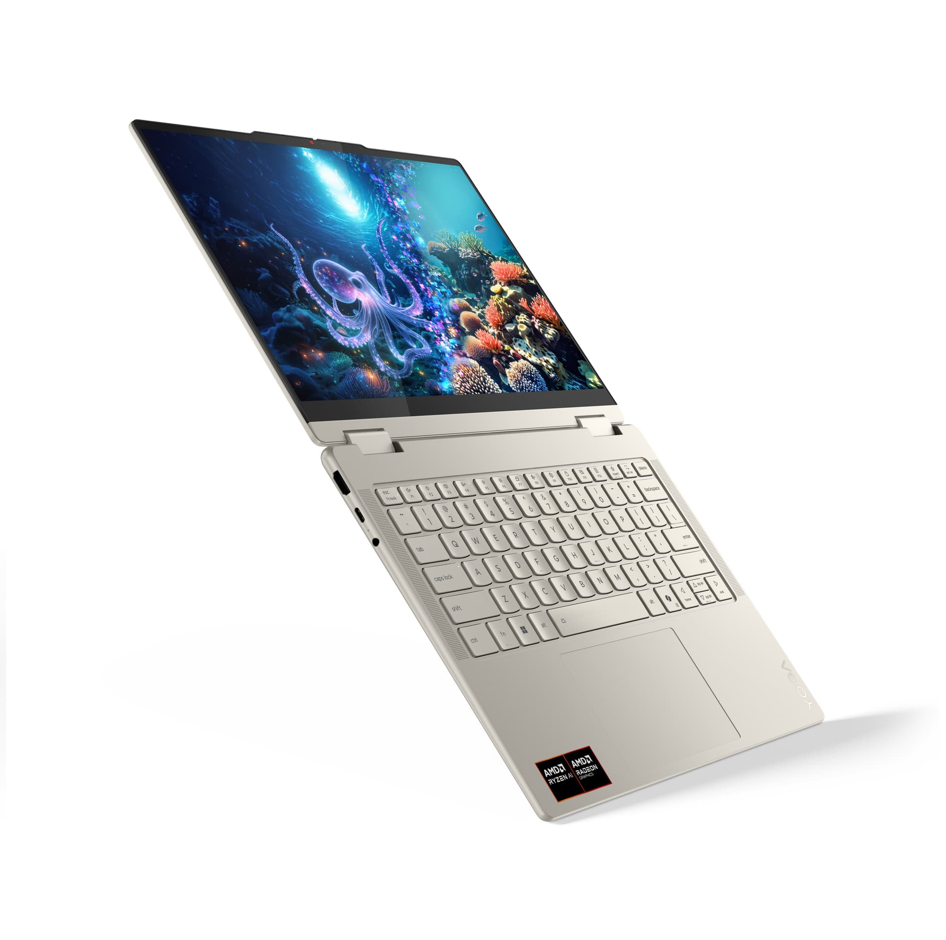 14 Yoga 7 2-in-1 14AKP10, 2.8K OLED 120Hz Touch, Procesor AMD RyzenTM Al 7 350 (16M Cache, up to 5.0 GHz), 32GB LPDDR5X, 1TB SSD, AMD Radeon 860M, Win 11 Home, Seashell, 3Yr Onsite Premium Care "83JR003ARM" — miniatură
