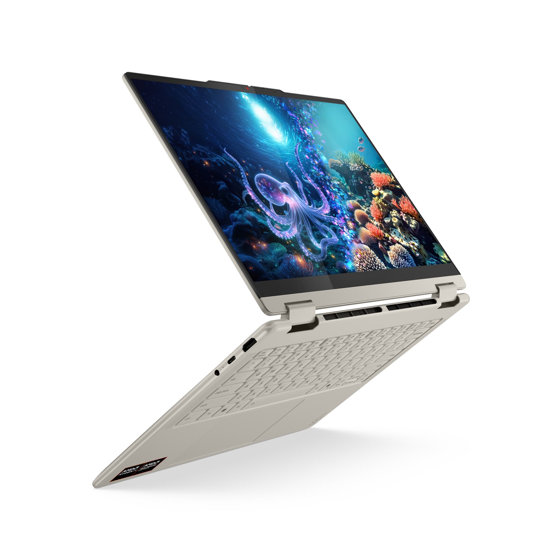 14 Yoga 7 2-in-1 14AKP10, 2.8K OLED 120Hz Touch, Procesor AMD RyzenTM Al 7 350 (16M Cache, up to 5.0 GHz), 32GB LPDDR5X, 1TB SSD, AMD Radeon 860M, Win 11 Home, Seashell, 3Yr Onsite Premium Care "83JR003ARM" — miniatură