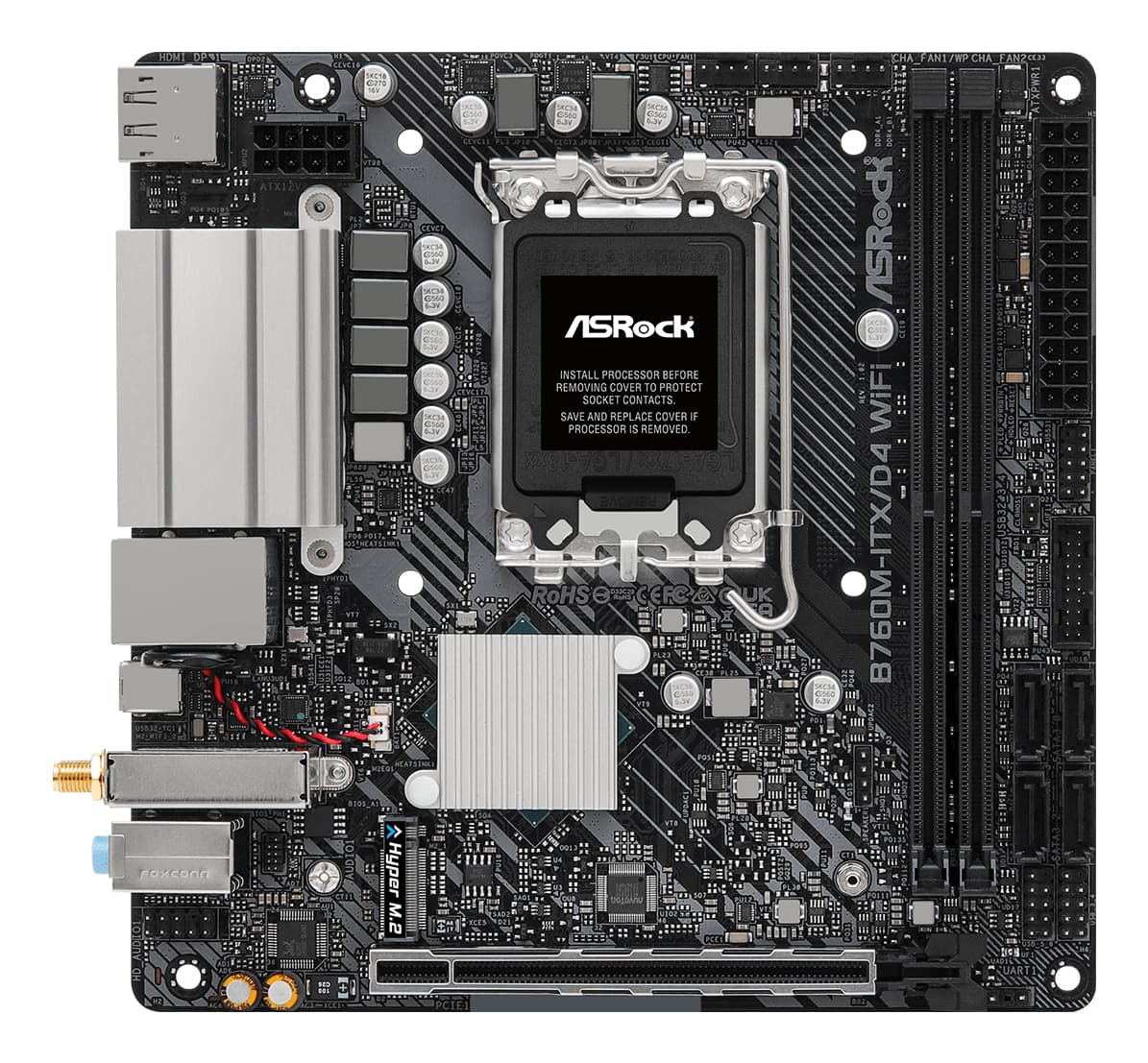 Placa de baza 90-MXBKY0-A0CAYZ Intel B760M-ITX/D4 WiFi, LGA1700 "90-MXBKY0-A0CAYZ" — miniatură