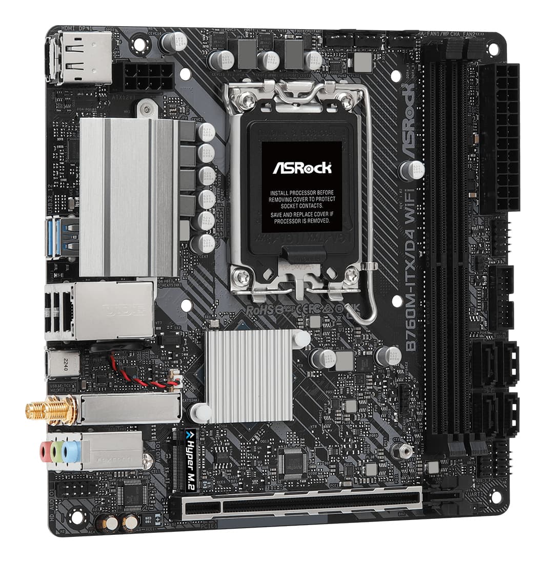 Placa de baza 90-MXBKY0-A0CAYZ Intel B760M-ITX/D4 WiFi, LGA1700 "90-MXBKY0-A0CAYZ" — miniatură