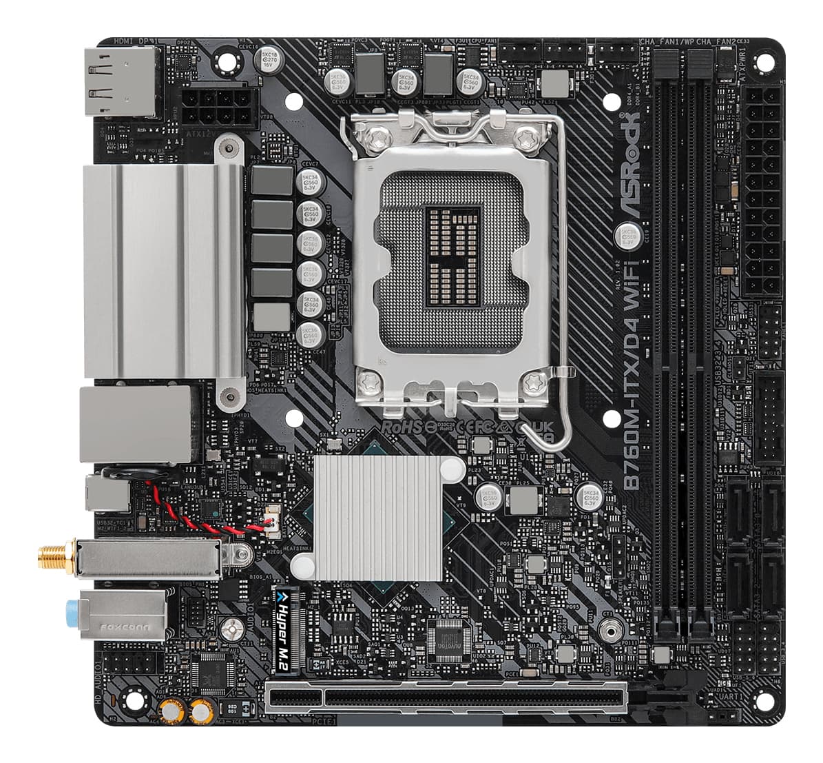 Placa de baza 90-MXBKY0-A0CAYZ Intel B760M-ITX/D4 WiFi, LGA1700 "90-MXBKY0-A0CAYZ" — miniatură