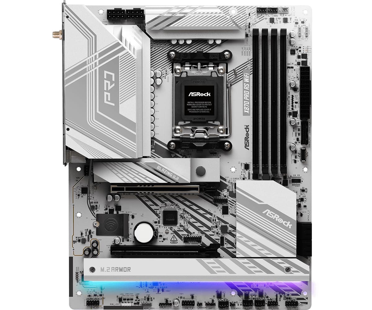 Placa de baza ASRock X870 Pro RS WiFi, AMD X870, AM5, ATX, DDR5 "90-MXBQ00-A0UAYZ" — miniatură