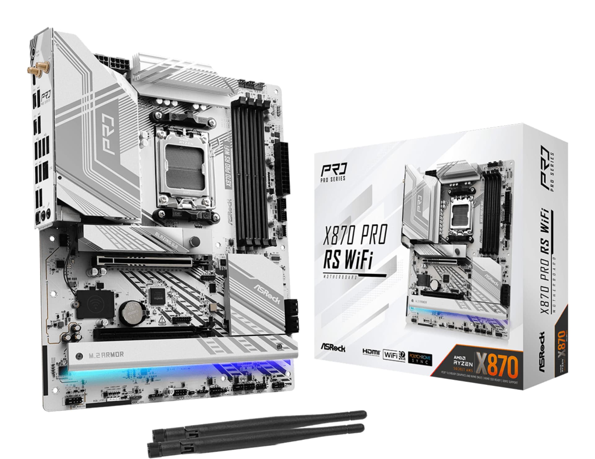 Placa de baza ASRock X870 Pro RS WiFi, AMD X870, AM5, ATX, DDR5 "90-MXBQ00-A0UAYZ"